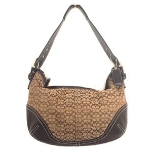 Vintage COACH Soho Brown Signature Canvas & Leather trim Hobo Bag Purse